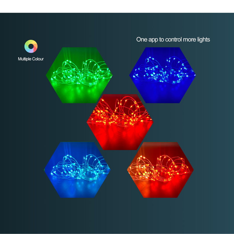 Đồng bộ không thấm nước Đèn trang trí năng lượng mặt trời thông minh RGB Điều khiển ứng dụng WIFI LED Dây đồng