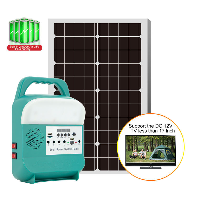 Hệ thống chiếu sáng năng lượng mặt trời cho gia đình nhỏ di động với máy phát điện cắm trại ngoài trời Radio FM