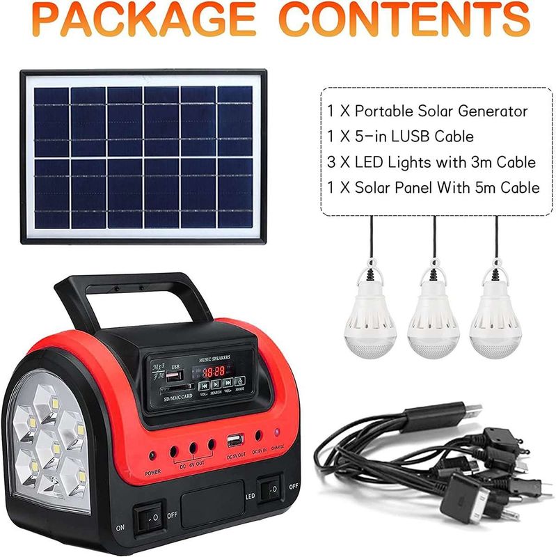 Đèn Led Dc Máy phát điện năng lượng mặt trời để sử dụng tại nhà Bộ đèn chiếu sáng gia đình nhỏ