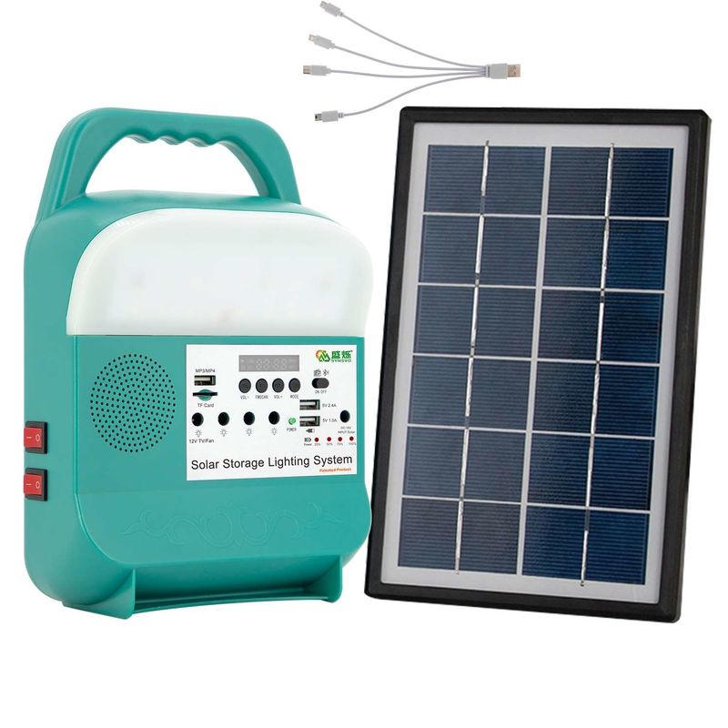 Hệ thống năng lượng máy phát điện năng lượng mặt trời nhỏ cầm tay mini với Radio Blubs cho gia đình