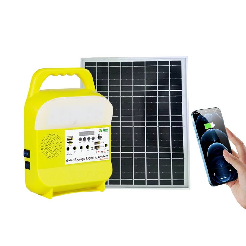 Hệ thống đèn sạc năng lượng mặt trời 16W Đèn pin LED Đài FM Cắm trại ngoài trời SRE-815B