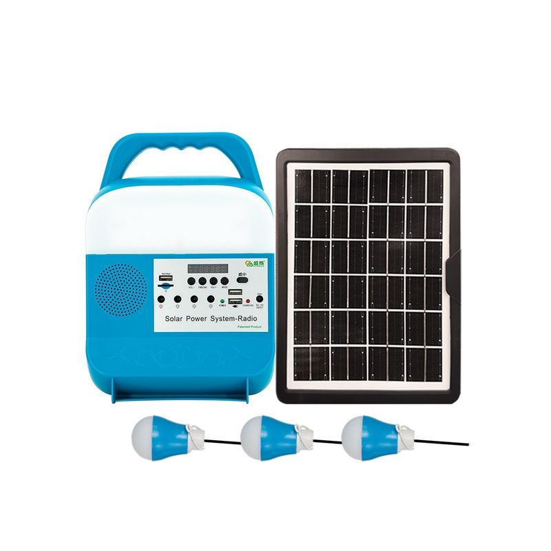 Bộ dụng cụ năng lượng mặt trời mini di động cho gia đình có hệ thống loa phát nhạc Quạt năng lượng mặt trời và ánh sáng 5W 6V