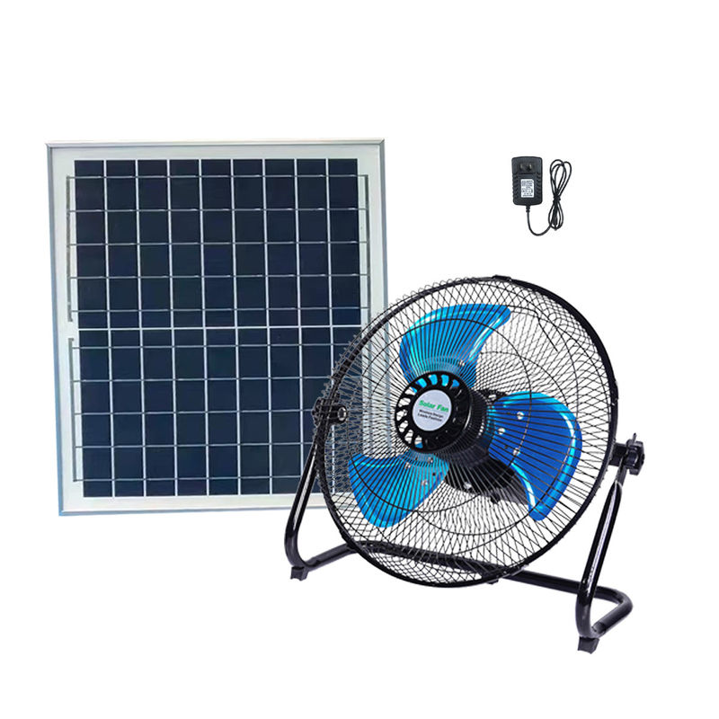 Quạt hệ thống chiếu sáng gia đình năng lượng mặt trời 15W với bảng 12 tốc độ 12 inch có thể sạc lại với bảng điều khiển