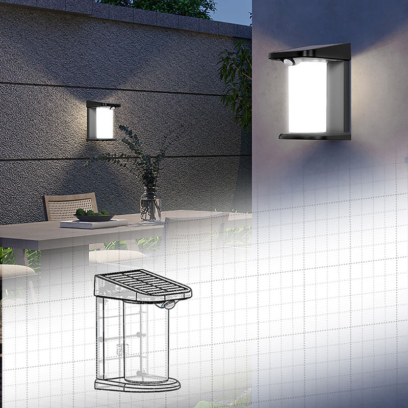 Ánh sáng tường mặt trời CRI 80 6000K-6500K Trắng trung tính -5-50°C Bộ cảm biến chuyển động trang trí Ánh sáng tường mặt trời