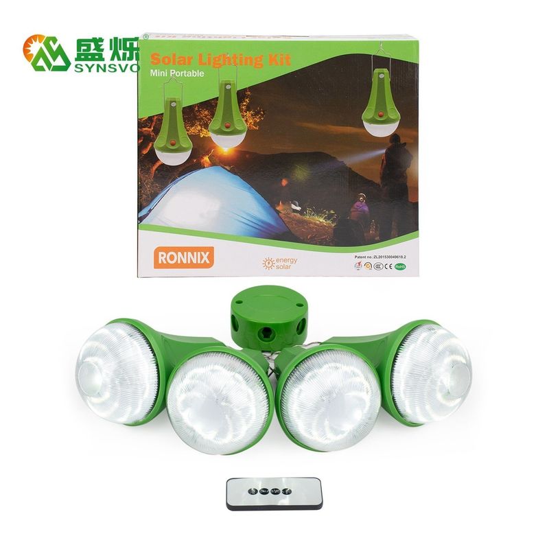Điều khiển từ xa Hệ thống chiếu sáng gia đình nhỏ năng lượng mặt trời 435lum Thời gian làm việc 14 giờ đến 48 giờ