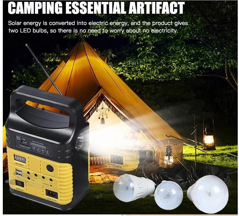 Đèn năng lượng mặt trời 10W Đài FM năng lượng mặt trời Chiếu sáng trong nhà bằng năng lượng mặt trời 3790 Đèn mặt trời mọc toàn cầu