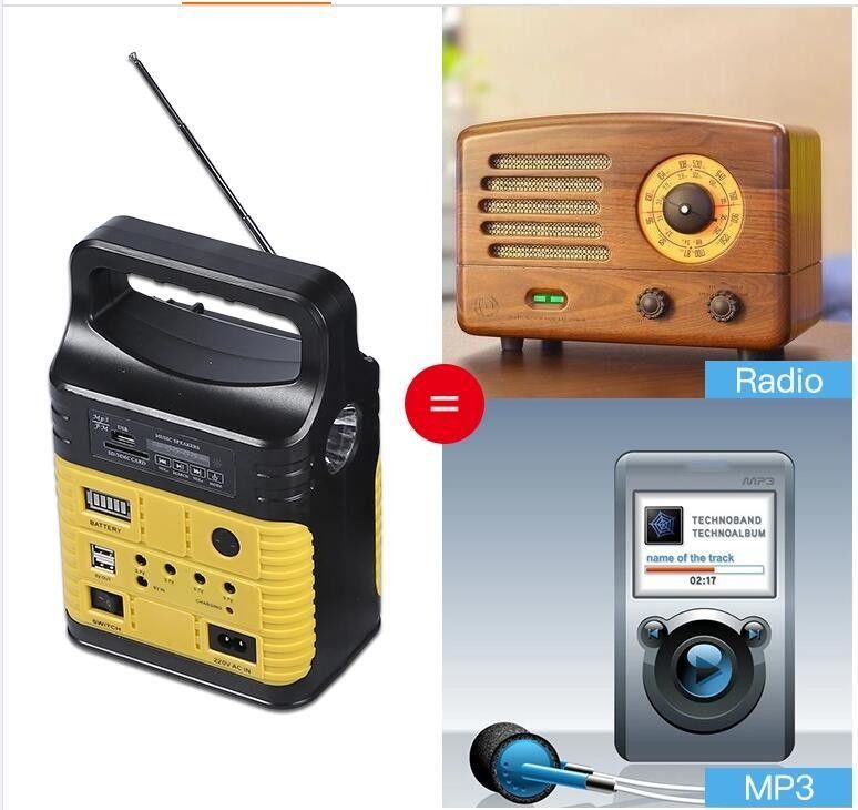 Đèn năng lượng mặt trời 10W Đài FM năng lượng mặt trời Chiếu sáng trong nhà bằng năng lượng mặt trời 3790 Đèn mặt trời mọc toàn cầu