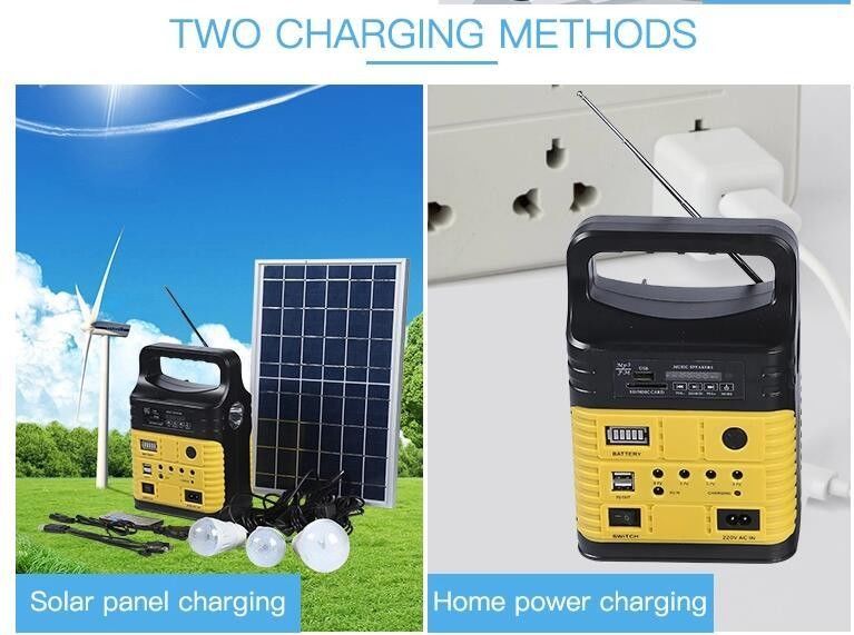 Đèn năng lượng mặt trời 10W Đài FM năng lượng mặt trời Chiếu sáng trong nhà bằng năng lượng mặt trời 3790 Đèn mặt trời mọc toàn cầu