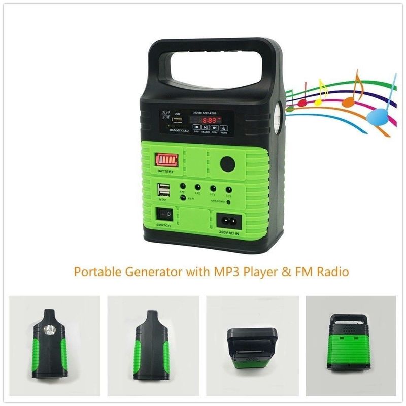 Đài FM năng lượng mặt trời Bộ năng lượng mặt trời tắt lưới Hệ thống năng lượng mặt trời 10W Bộ đèn chiếu sáng gia đình năng lượng mặt trời Đèn mặt trời mọc toàn cầu