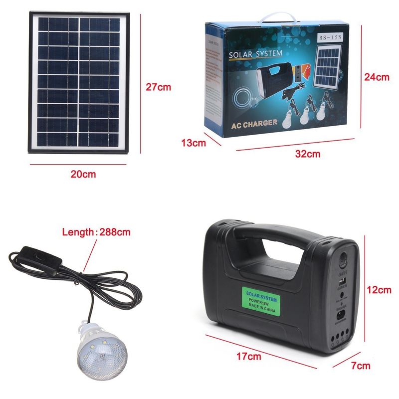 Bộ đèn chiếu sáng năng lượng mặt trời trong nhà 12PCS SMD LED 3W 4W 5W với đèn axit chì 4Ah