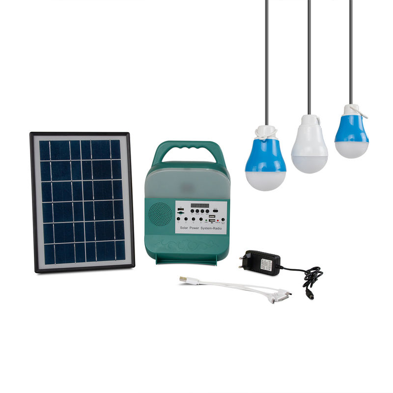 Bóng đèn nhựa 9W * 3PCS Hệ thống chiếu sáng năng lượng mặt trời ngoài trời Bộ dụng cụ bảng điều khiển năng lượng mặt trời cho đèn sân vườn