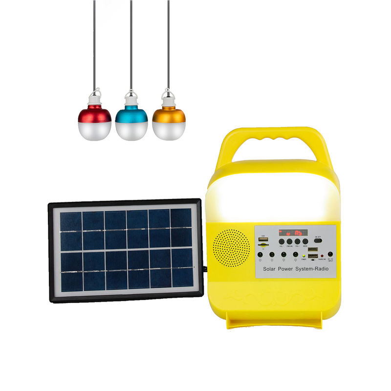 Hệ thống bảng điều khiển năng lượng mặt trời 12W 4 bóng đèn LED Bộ dụng cụ chiếu sáng năng lượng mặt trời di động