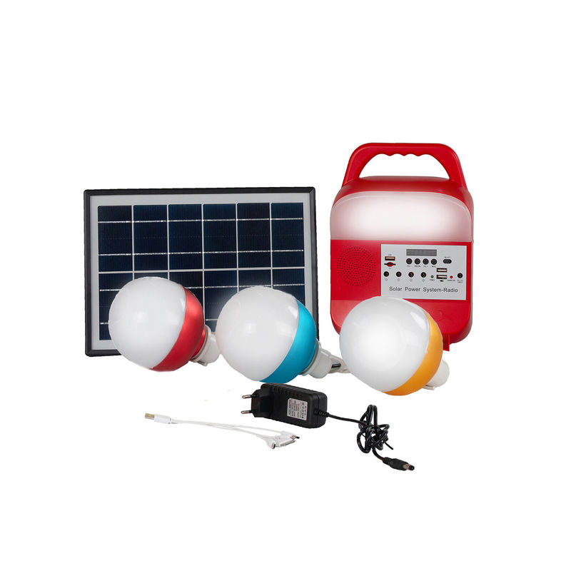 Hệ thống bảng điều khiển năng lượng mặt trời 12W 4 bóng đèn LED Bộ dụng cụ chiếu sáng năng lượng mặt trời di động