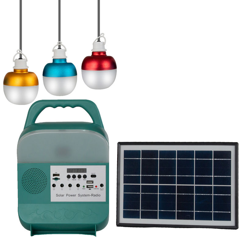 Hệ thống bảng điều khiển năng lượng mặt trời 12W 4 bóng đèn LED Bộ dụng cụ chiếu sáng năng lượng mặt trời di động