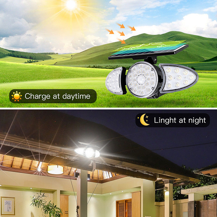 40000H Tuổi thọ 3.7V 2500mAh Đèn tường năng lượng mặt trời 38PCS Đèn cảm biến chuyển động trên tường LED