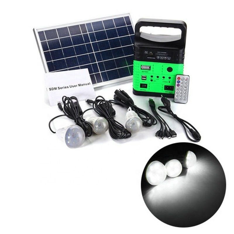 Bảng điều khiển năng lượng mặt trời ngoài trời Di động 3 bóng đèn Đèn LED sân vườn ngoài trời Bộ hệ thống chiếu sáng bảng điều khiển năng lượng mặt trời