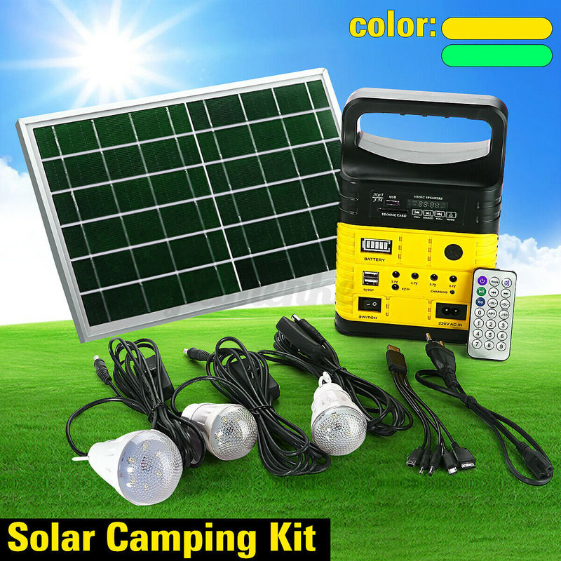 Hệ thống năng lượng mặt trời 7500mah 10W 6V Bộ dụng cụ chiếu sáng năng lượng mặt trời trong nhà với đài FM MP3
