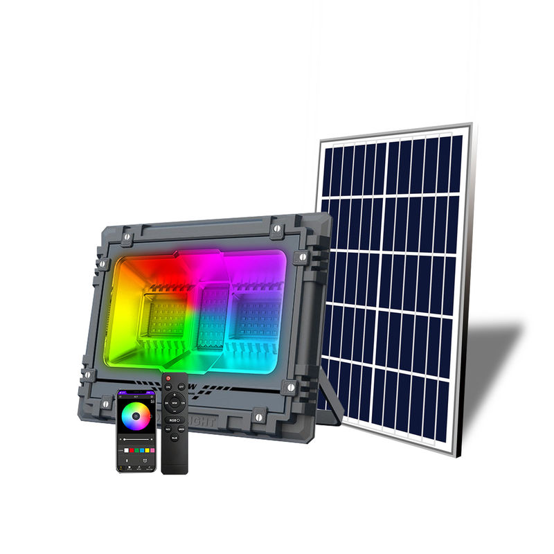 Đèn đường năng lượng mặt trời siêu sáng Đèn led năng lượng mặt trời RGB mạnh mẽ Chiếu sáng ngoài trời với điều khiển từ xa