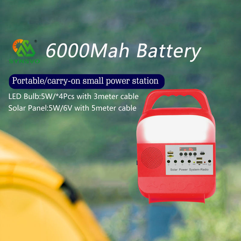 Bộ hệ thống chiếu sáng máy phát điện năng lượng mặt trời di động 6000Mah 5kw Loại cầm tay
