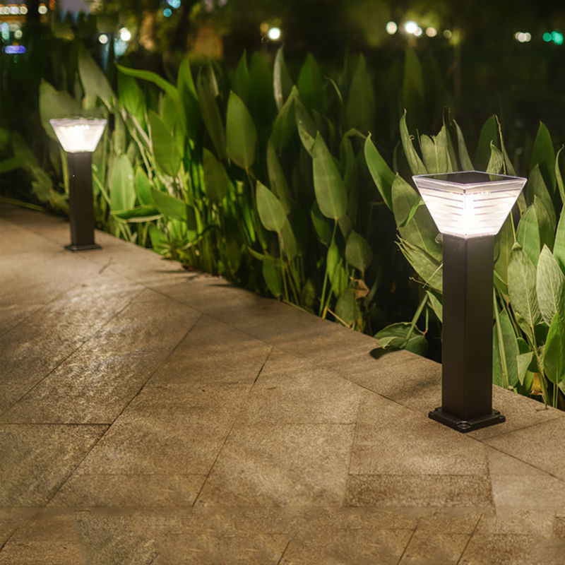 Tối giản 7W LED năng lượng mặt trời ánh sáng sân vườn Trang trí cảnh quan Bollard LED chiếu sáng bãi cỏ