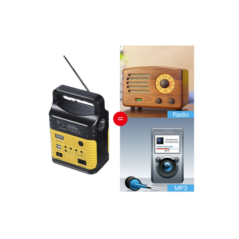 Bộ hệ thống năng lượng mặt trời di động 7500mah tích hợp đài FM MP3 Cắm trại ngoài trời mini