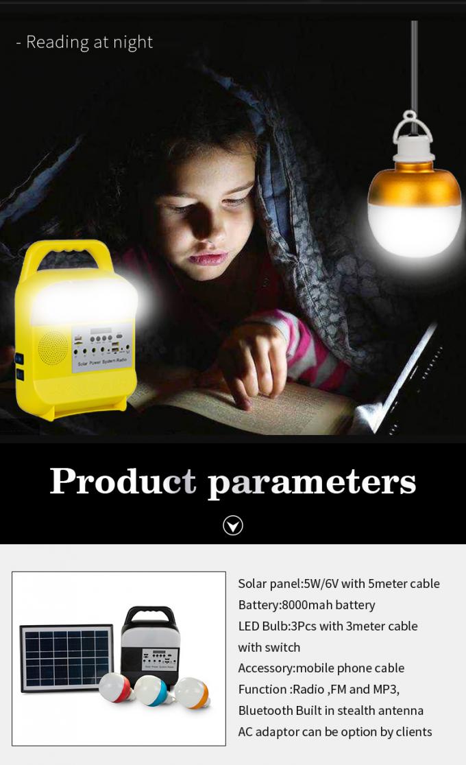 2021 New Solar Home Lighting System, Suitable for Africa, Nigeria, Kenya, 3 External Lights and USB Output