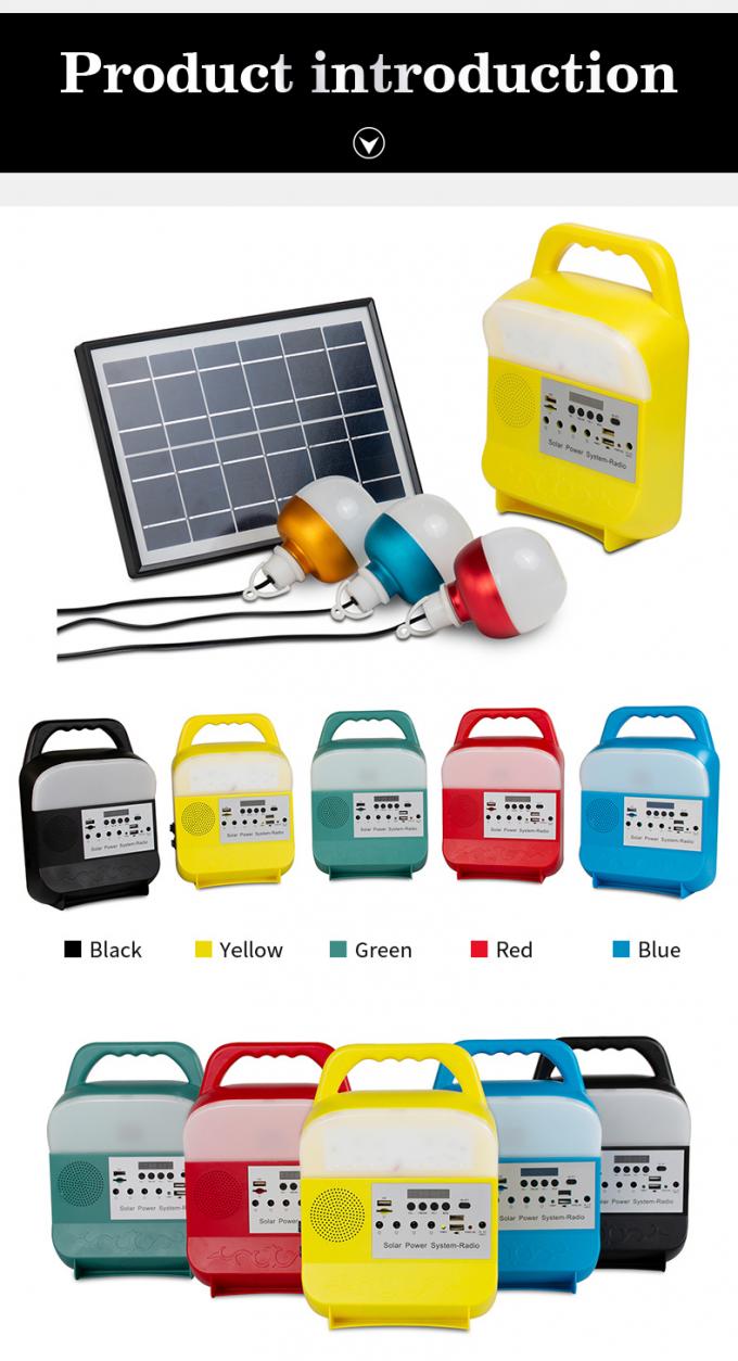 Solar Lighting System with FM Radio/Bulbs/Bluetooth Speaker for Remote Rural Less Electricity Area