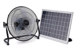 Bảng điều khiển quạt bàn có thể sạc lại năng lượng mặt trời không dây di động 12 inch được cung cấp đầu vào kép cho hộ gia đình